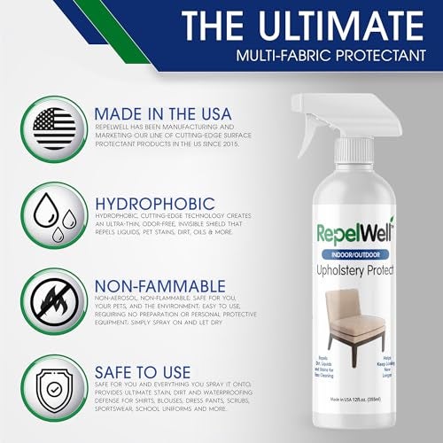 RepelWell Upholstery Protect Stain & Water Repellent Spray (12oz) Eco-Friendly, Pet-Safe Spray Keeps Your Fabric, Leather & Suede Upholstery Looking Like New - Image 4