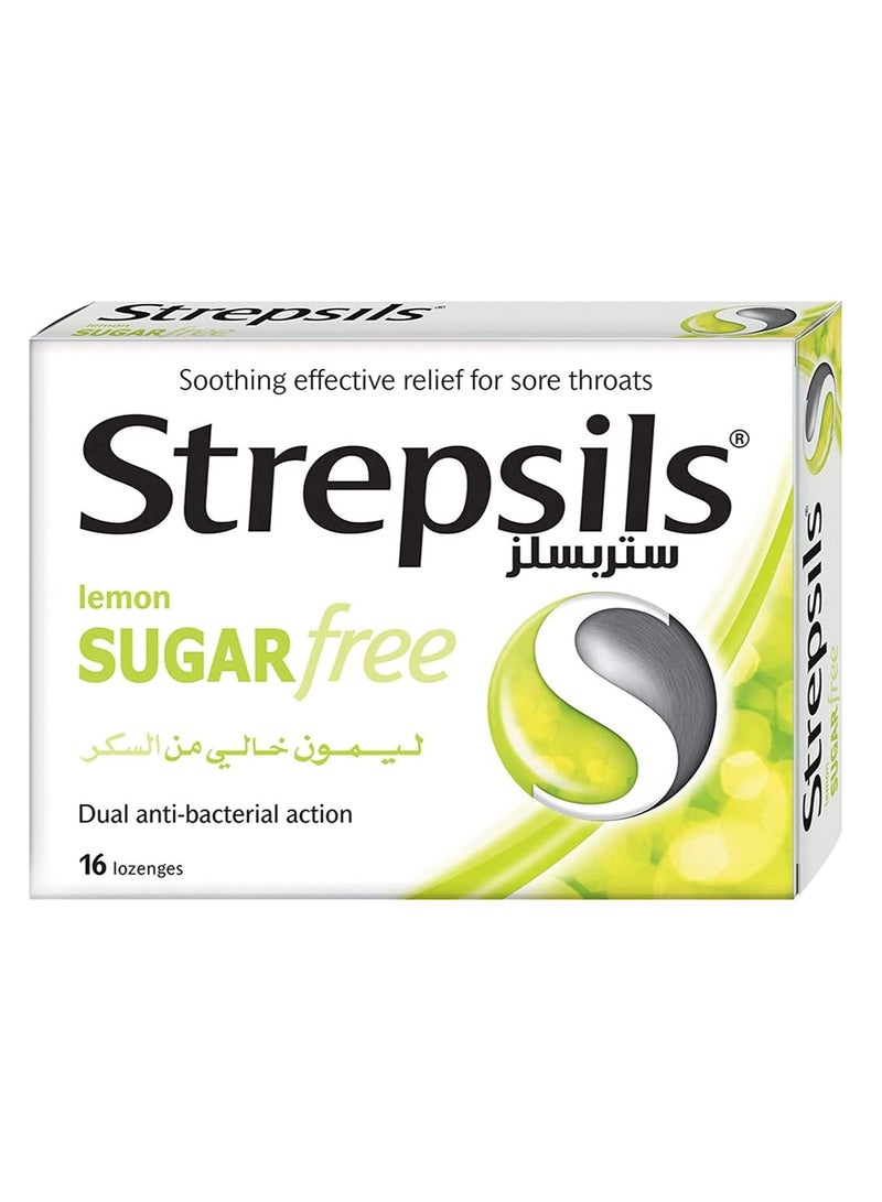 Strepsils ستريبسلز خالي من السكر بنكهة الليمون 16 قطعة
