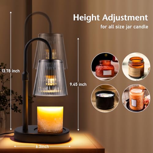 EVXFG Candle Warmer Lamp with Timer Electric - Wickless Warming Light Height Adjustable Dimmable No Flame Heat Warm Melt Wax Scented Table Lights Elegant Modern Home Decor for Jar Candles Living Bedroom - Image 4