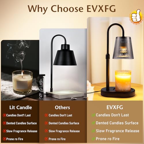 EVXFG Candle Warmer Lamp with Timer Electric - Wickless Warming Light Height Adjustable Dimmable No Flame Heat Warm Melt Wax Scented Table Lights Elegant Modern Home Decor for Jar Candles Living Bedroom - Image 5