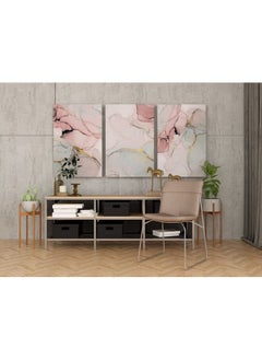 Home Gallery Set Of 3 Pink Marble Canvas Wall Art Gold  - Image 5