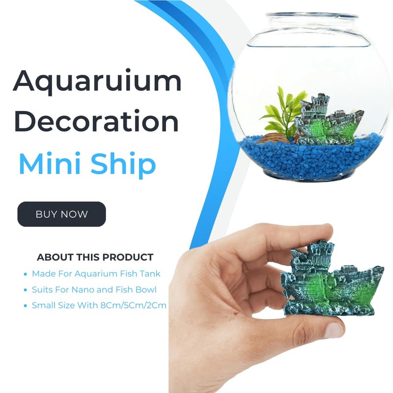 VAYINATO ® Mini Wrecked Ship Aquarium Nano and Bowl Decoration Toy | Minature Decoration Toy |Realistic Natural Look| Resin Material | No Fade Out (Buy 1 Get 1 Free (2 Pcs)) by Petzlifeworld - Image 3