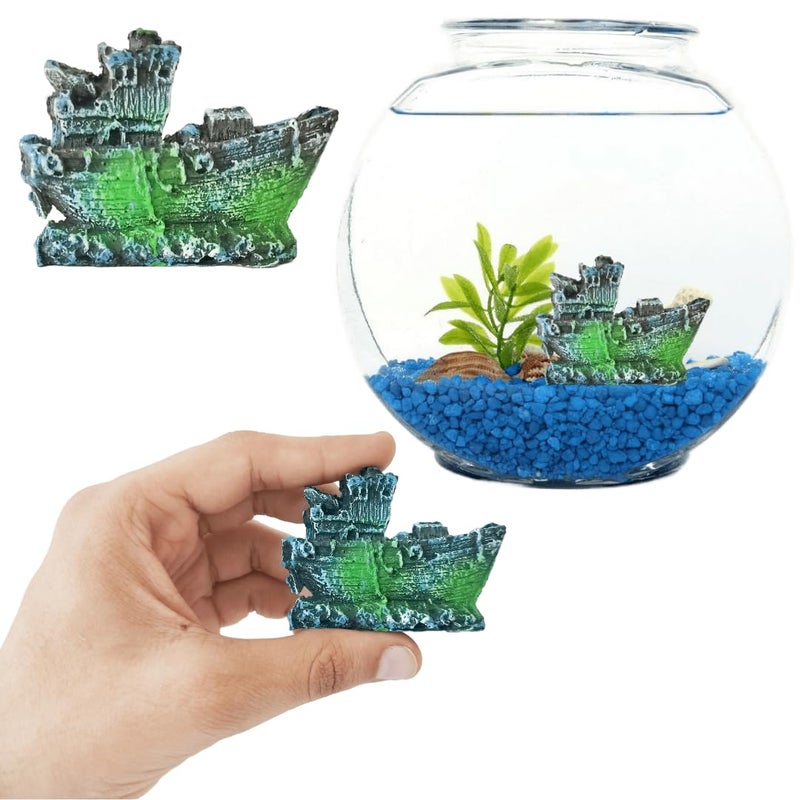VAYINATO ® Mini Wrecked Ship Aquarium Nano and Bowl Decoration Toy | Minature Decoration Toy |Realistic Natural Look| Resin Material | No Fade Out (Buy 1 Get 1 Free (2 Pcs)) by Petzlifeworld - Image 1