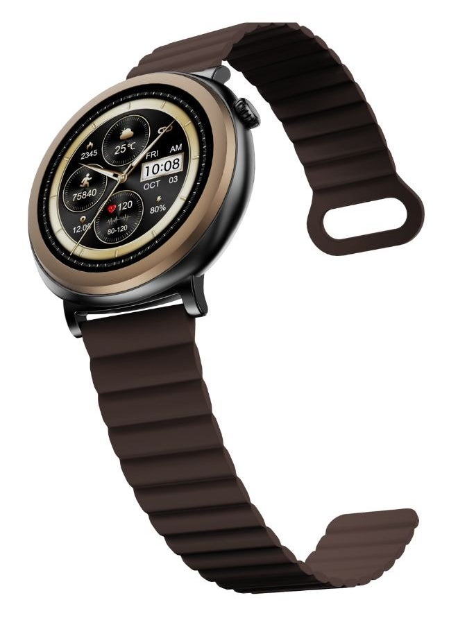 HiFuture - HiFuture AURORA Smartwatch, 1.43 Inch Amoled Display, Wireless Calling, Magnetic Strap, Syntra AI, IP68 Waterproof, Heart Rate Monitoring, Sleep Quality Analysis, Sports Mode, Brown - Image 1