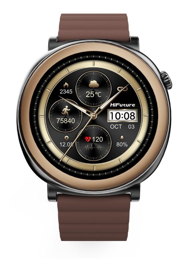 HiFuture AURORA Smartwatch, 1.43 Inch Amoled Display, Wireless Calling, Magnetic Strap, Syntra AI, IP68 Waterproof, Heart Rate Monitoring, Sleep Quality Analysis, Sports Mode, Brown - pzsku/Z1CD5A581B50845C26EC6Z/45/_/1740574554/23f27786-0aba-4ac0-a46e-9a6c342d7654