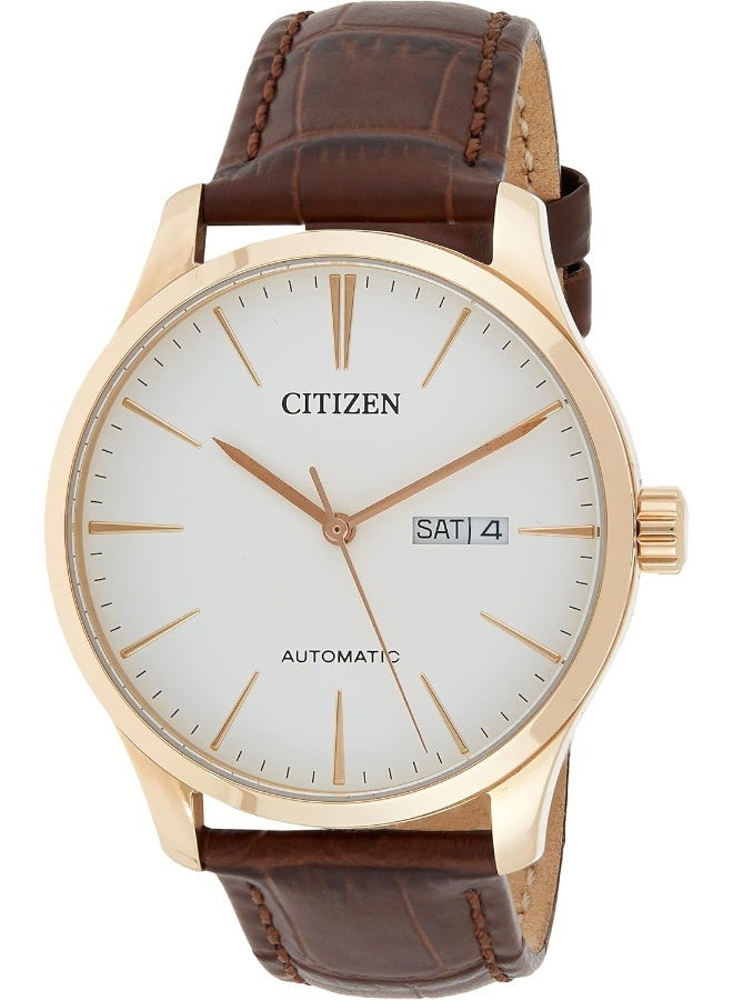 CITIZEN ساعة CITIZEN أوتوماتيكية للرجال مع عرض اليوم والتاريخ - مدعومة بحركة ميكانيكية ذاتية التعبئة عالية الدقة مصنوعة في اليابان - Image 1