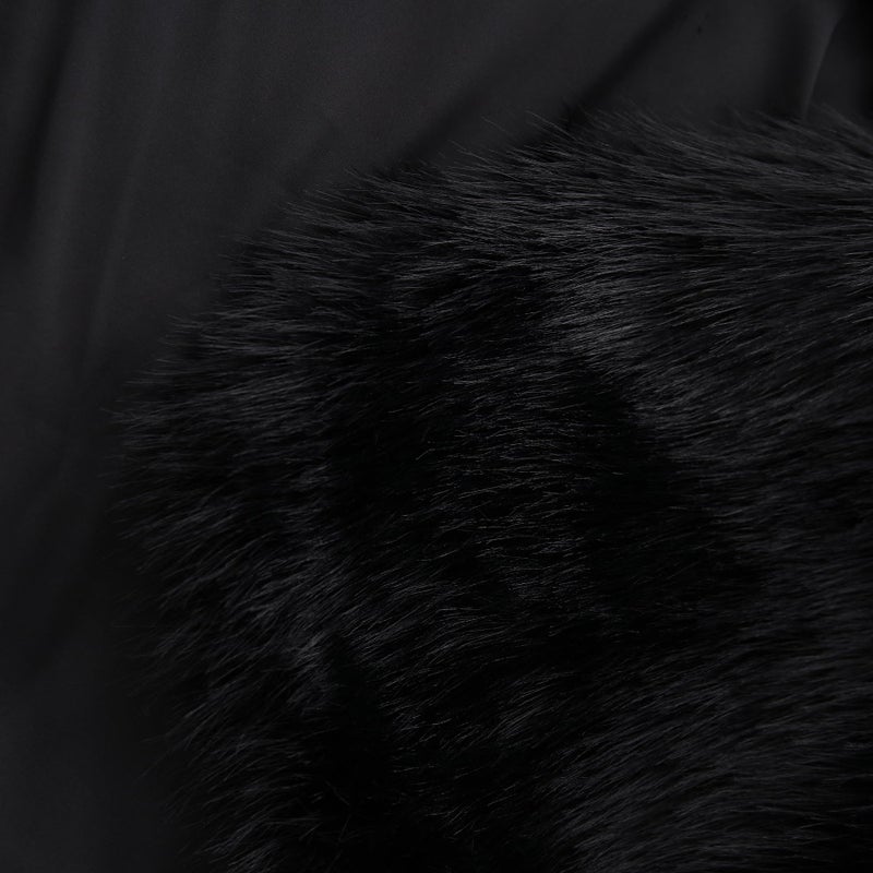 Amazhiyu Womens Faux Fur Cropped Coat Open Front Long Sleeve Winter Jacket Black, Small - Image 3