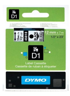 Dymo Dymo D1 Black on Clear Labeling Tape Catridge 12mm x 7m - Black Print on Clear Tape 45010  - Image 1