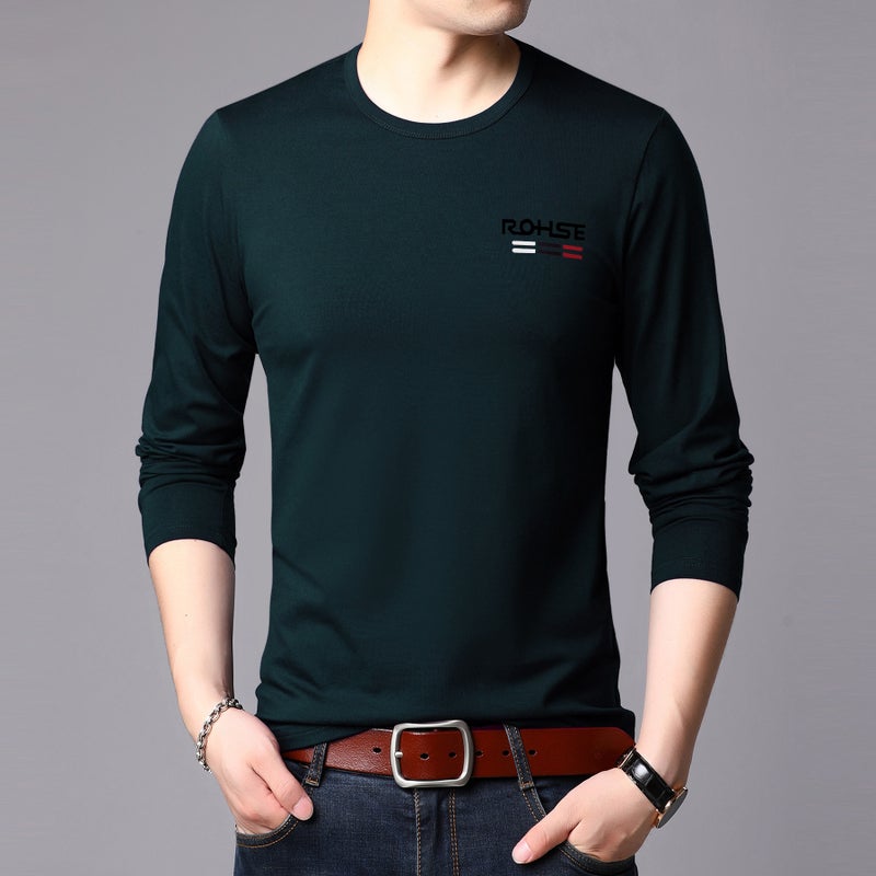300G heavyweight pure cotton long-sleeved t-shirt for men and women, loose and casual for spring and autumn, versatile round-neck inner top - Image 3
