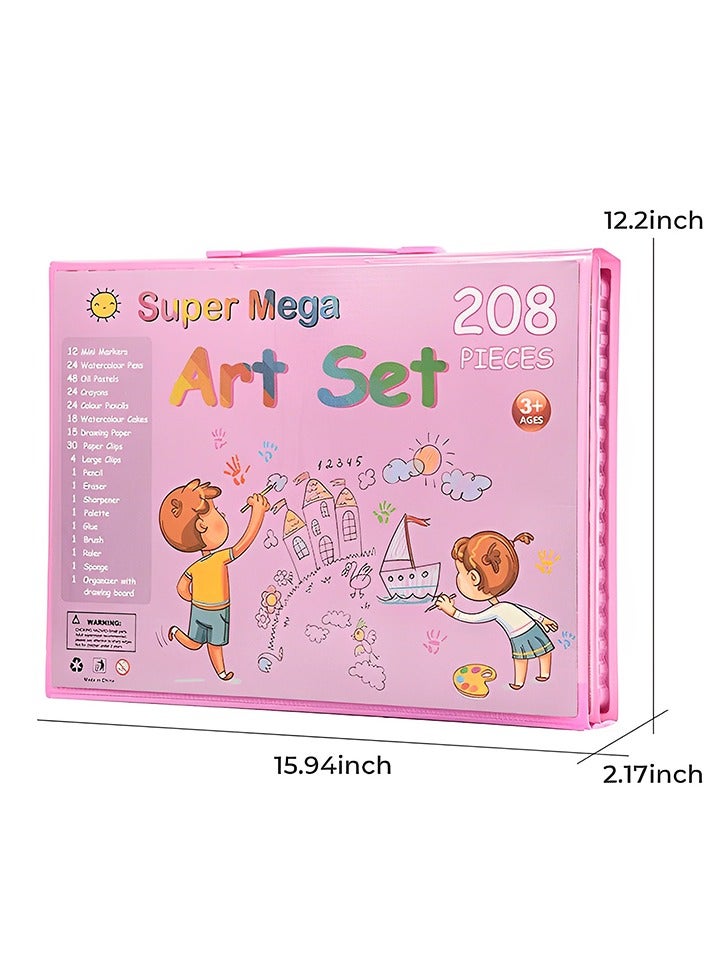 208 Color Art Set for Kids  (pink) - Image 1