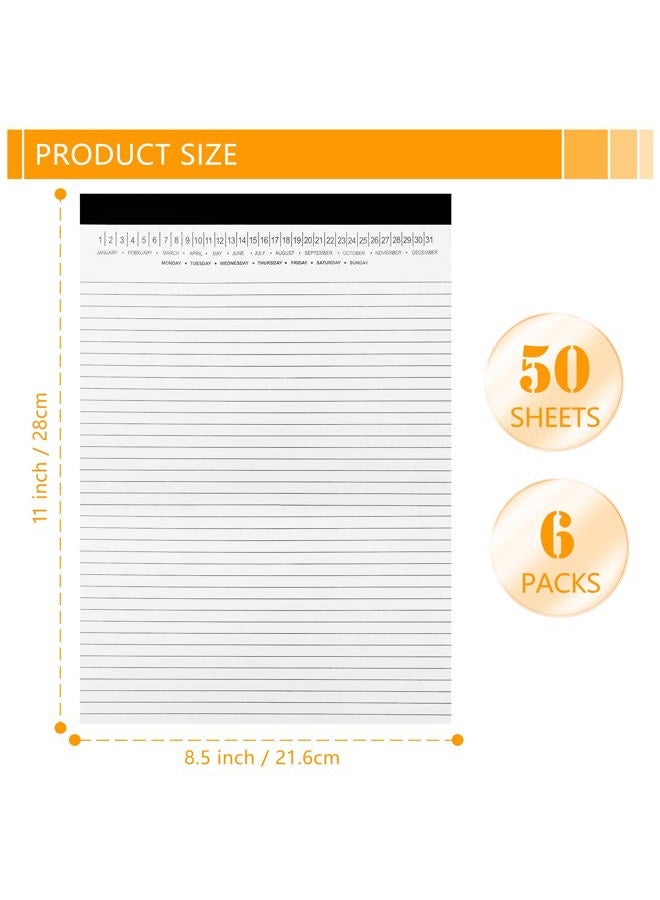 Uzant 6 Pack Legal Pads 8.5" x 11" Note Pads with Date on Top, 50 Sheets Lined Paper Writing Pads, Narrow Ruled White Notepad Notebook for Office Business School College Supplies - Image 3