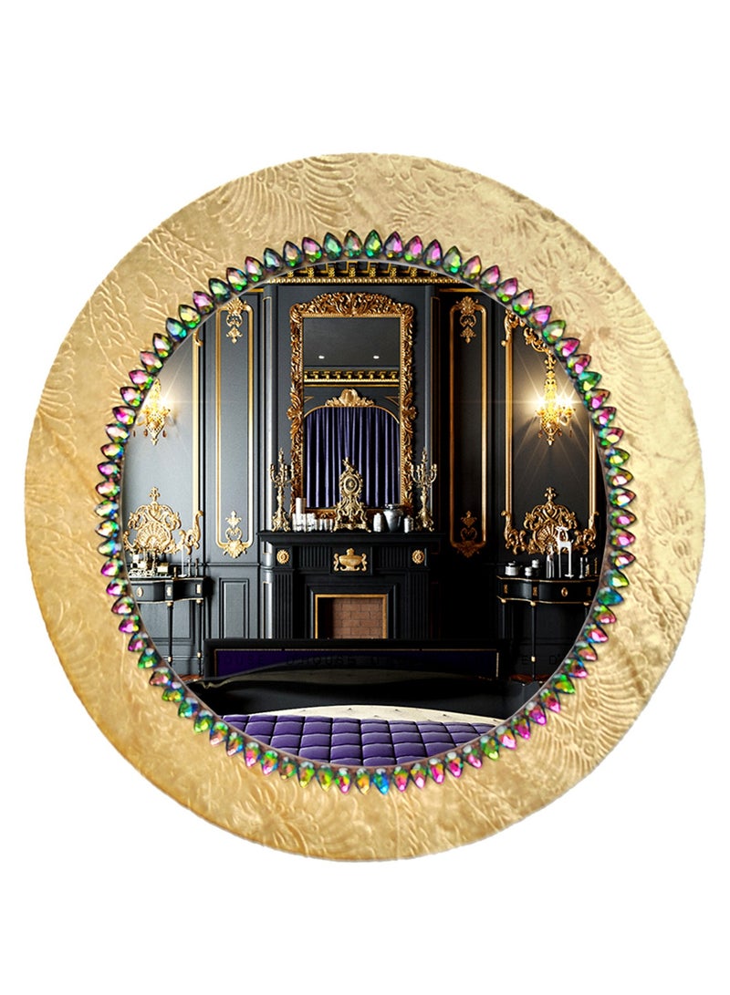 TriBro Handmade Wall hanging Mirror with Golden and Green Color Bedoom Livingroom and Hallway Round Shape Interior Matching 45 * 45cm - Image 1