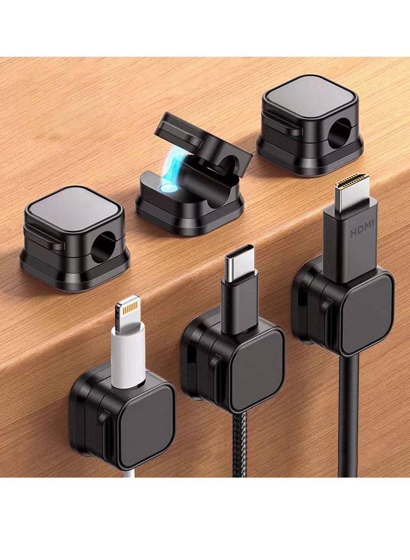 ECVV 6 Pack Magnetic Cable Clips Spring Cable Holder Clips Cable Management Clips Adhesive Cord Wire Holder Keeper for Home Office Desk Phone Car Wall Desktop Nightstand - Image 1