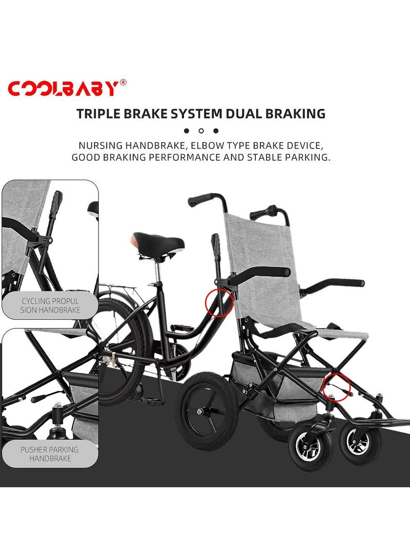 Cool Baby Wheelchair One-touch Folding Easy to Carry with Tricycle Riding with Save Manpower Folding Handrail Wheelchairs Adult Tricycle Trike - Image 4