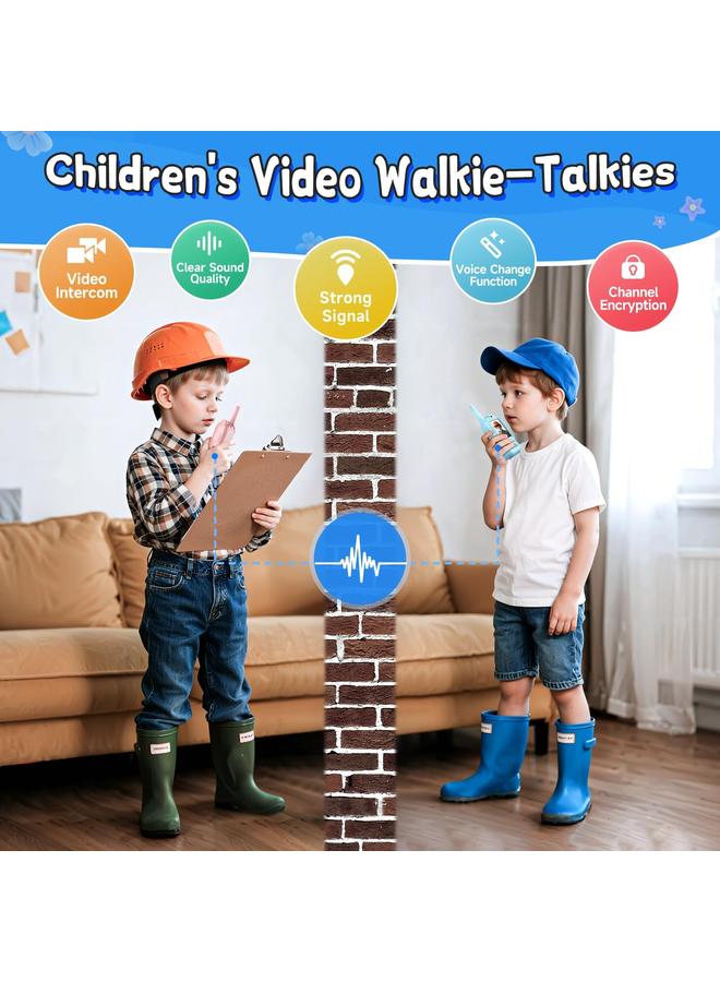 Children’s audio-play toys, Handheld 2 Pack Rechargeable Video Intercom Kids Walkies Talkies, Indoor Outdoor Toys for Family Games, Outside, Camping, Walkie-talkie hiking for Boys Girls Ages 3-12 a Christmas gift (Blue/Pink) - Image 4