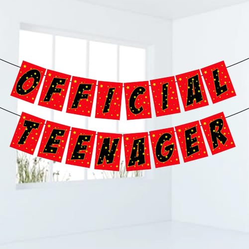 Balloonistics Official Teenager Happy Birthday Banner Bunting Flags for Teenager Party - Image 1