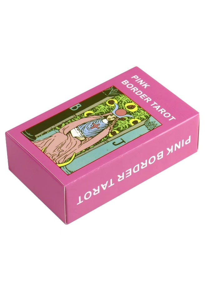 NIBEMINENT Pink border Tarot cards, with dimensions of 10.3 cm × 6 cm, come with a beginner's guidebook. The edges are plated with pink gold. They are designed based on the original Red Wet system. - Image 1