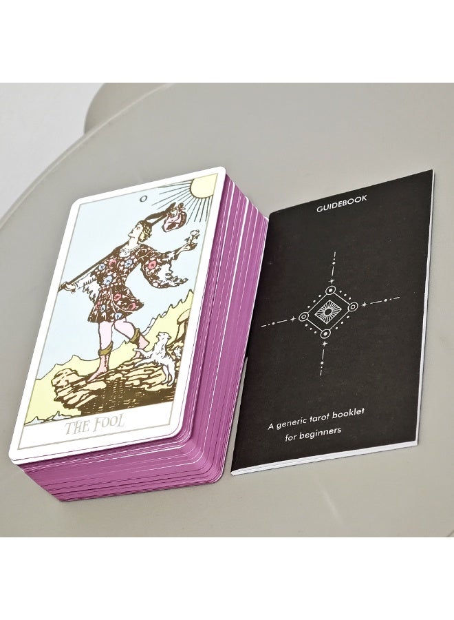 NIBEMINENT Pink border Tarot cards, with dimensions of 10.3 cm × 6 cm, come with a beginner's guidebook. The edges are plated with pink gold. They are designed based on the original Red Wet system. - Image 3