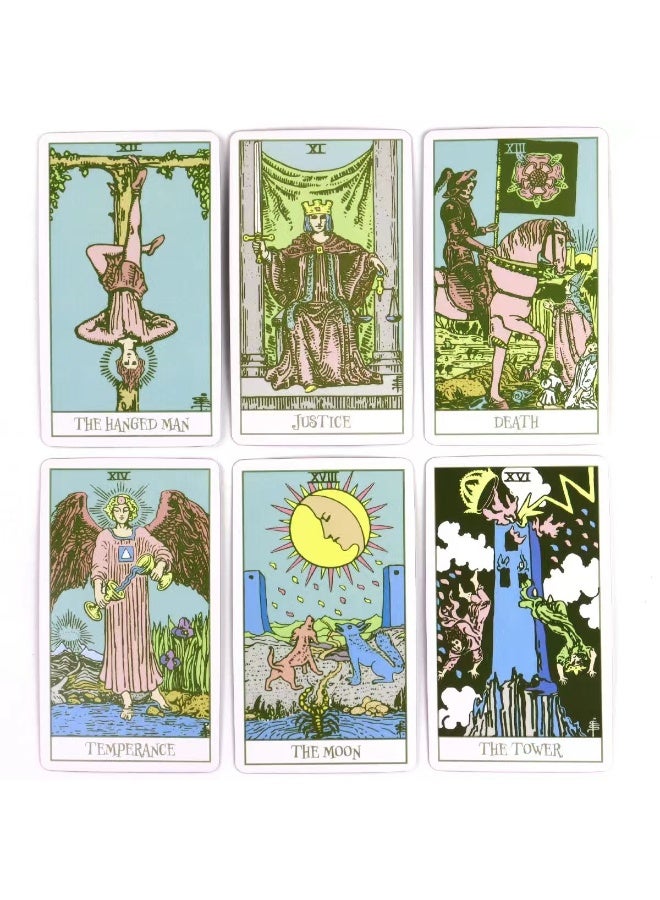 NIBEMINENT Pink border Tarot cards, with dimensions of 10.3 cm × 6 cm, come with a beginner's guidebook. The edges are plated with pink gold. They are designed based on the original Red Wet system. - Image 5