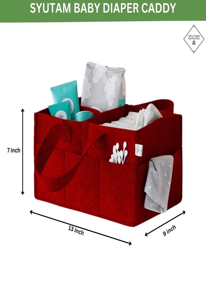 SYUTAM Diaper Caddy Bag for Smart Mothers Baby Diaper Caddy Organizers Baby Wipes Felt Storage, Nursery, Foldable, Portable and Liteweight (Red) - Image 3