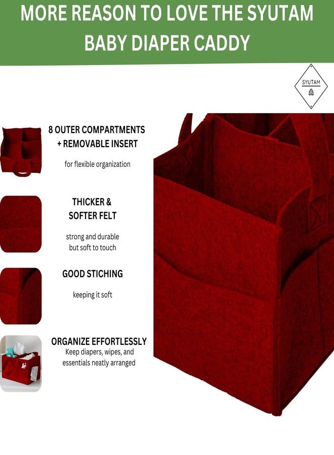 SYUTAM Diaper Caddy Bag for Smart Mothers Baby Diaper Caddy Organizers Baby Wipes Felt Storage, Nursery, Foldable, Portable and Liteweight (Red) - Image 4