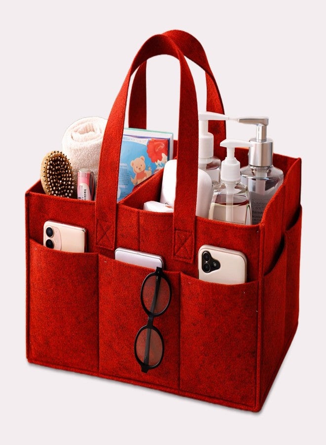 SYUTAM Diaper Caddy Bag for Smart Mothers Baby Diaper Caddy Organizers Baby Wipes Felt Storage, Nursery, Foldable, Portable and Liteweight (Red) - Image 1