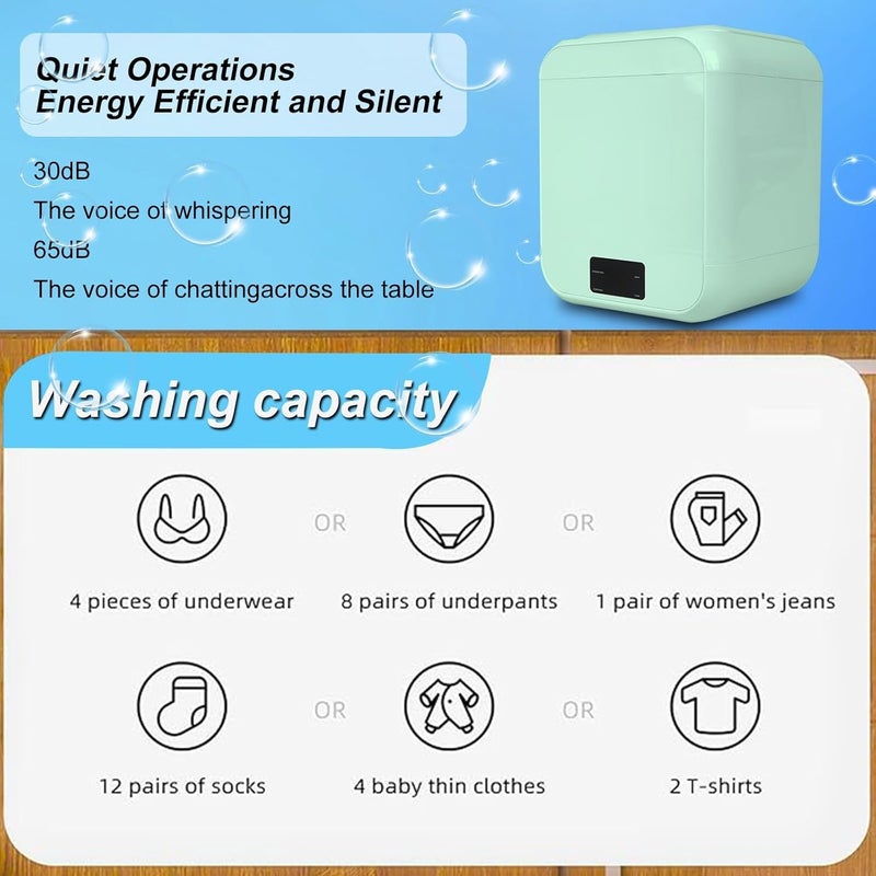NIUB Portable Washing Machine, Mini 12L Compact Washer for Clothes, Underwear, and Socks One-Touch Operation with Digital Timer for Apartments, Dorms, Hotels, and Travel Use - Image 5