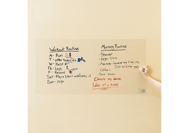 Timetech Clear Whiteboard Wall Sticker 2’x4’ – Self-Adhesive Transparent Peel & Stick Decal – Dry Erase Removable Message Board for Home, Office & Dorms – Great for Organizing & Brainstorming 24x48 - Image 1