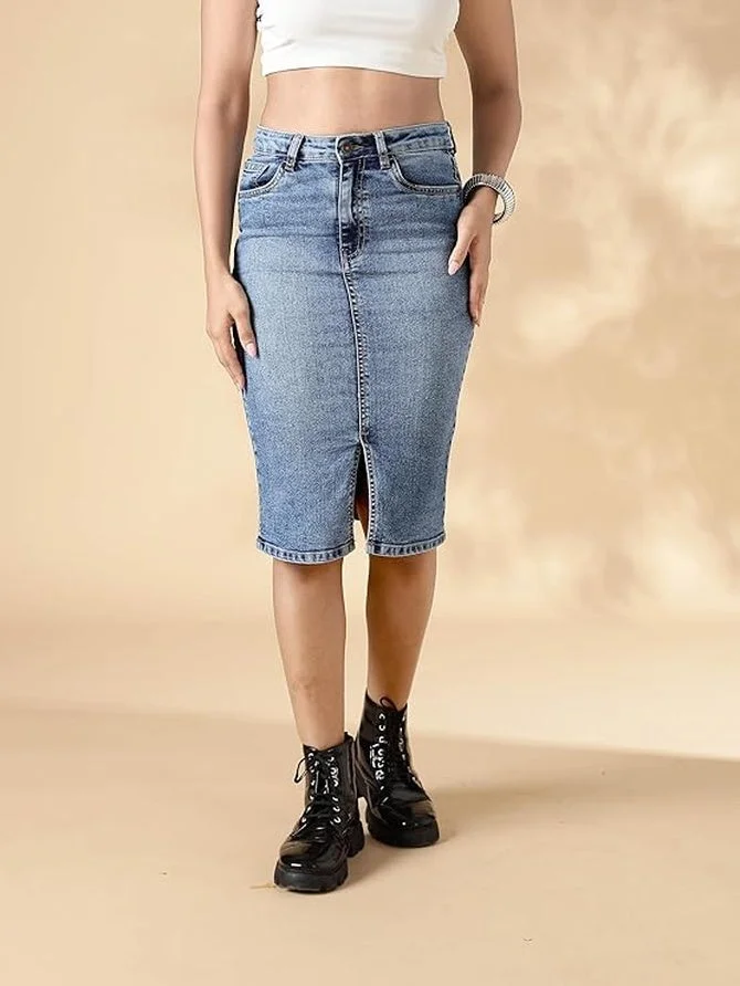 inkd تنورة جينز، ضيق، دراما الجينز