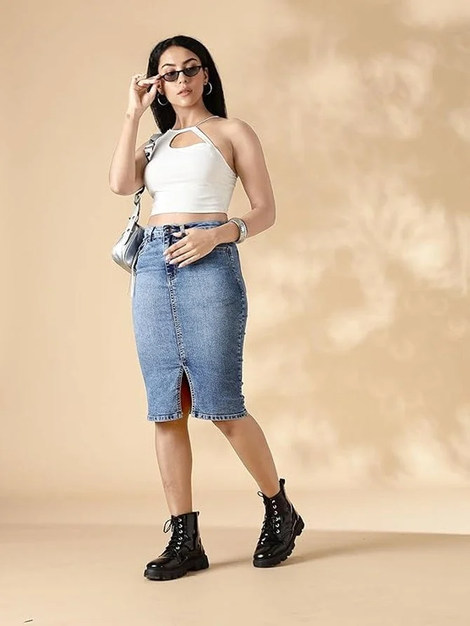 inkd تنورة جينز، ضيق، دراما الجينز