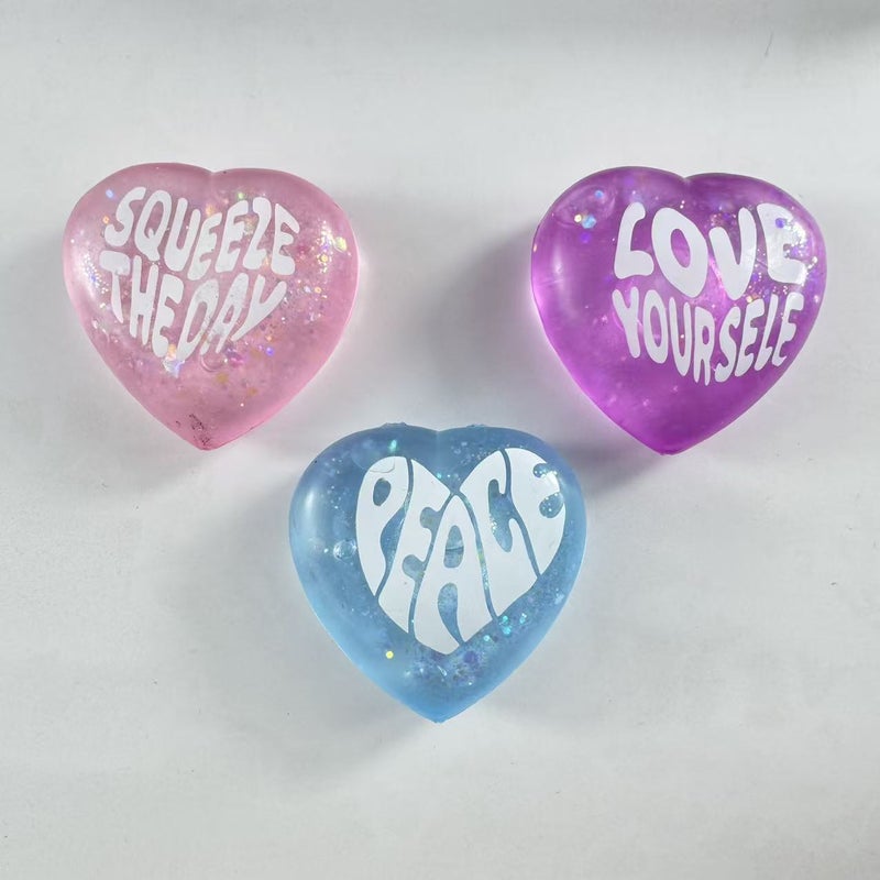 Glitter Love Heart Squishy Toy - Slow Rebound Stress Relief - Image 5