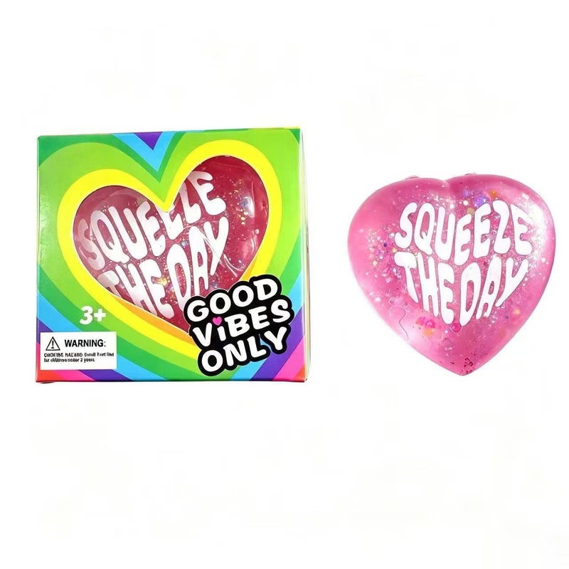 Glitter Love Heart Squishy Toy - Slow Rebound Stress Relief - Image 1