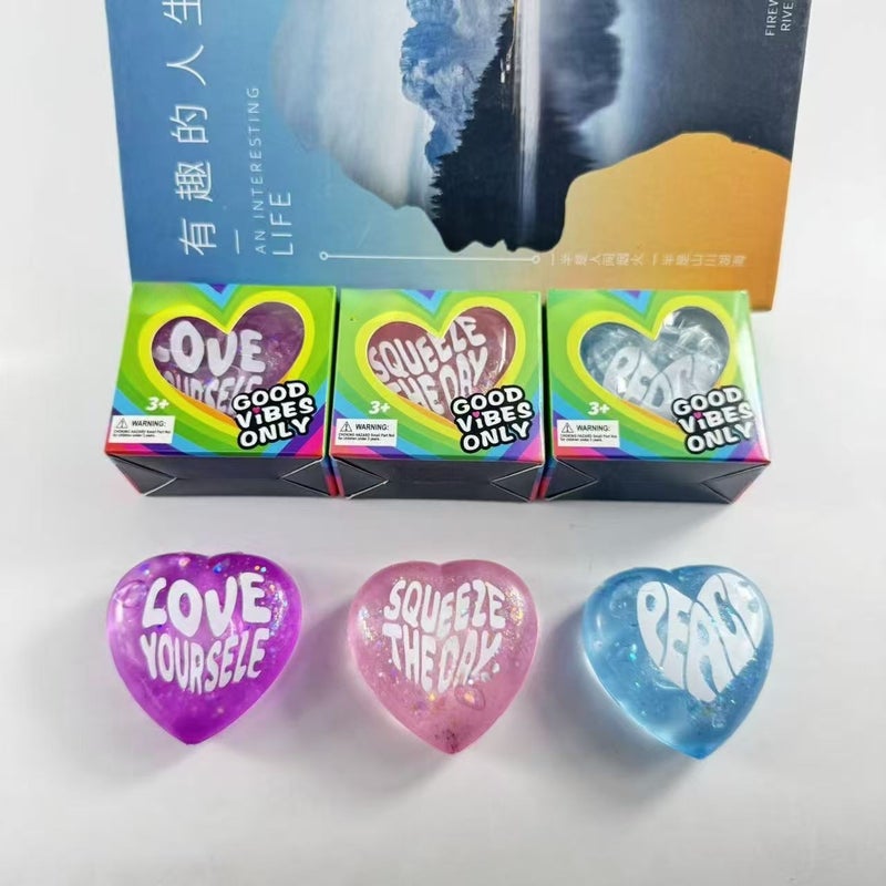 Glitter Love Heart Squishy Toy - Slow Rebound Stress Relief - Image 3