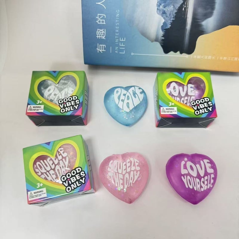 Glitter Love Heart Squishy Toy - Slow Rebound Stress Relief - Image 4