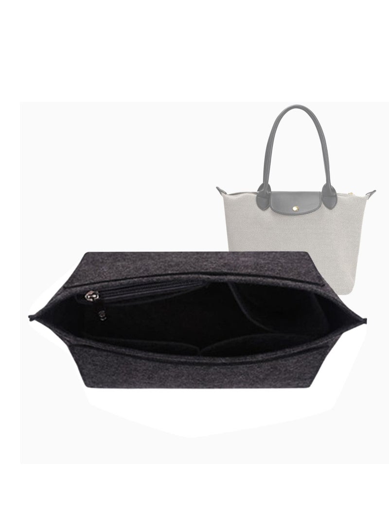 Excefore Multi Pocket Felt Handbag Organizer, Folding Tote Bag organizer insert, Felt Organizer Insert Handbags Base Shaper, for Insert Wallet Organizer, Small, Dark Gray  - Image 1