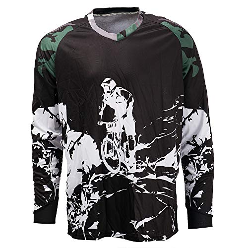 Weimostar Cycling Jersey Men Long Sleeve MTB T Shirt Mountain Bike Motorcycle Bicycle Clothes Black White Size L - Image 1
