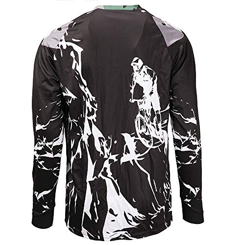 Weimostar Cycling Jersey Men Long Sleeve MTB T Shirt Mountain Bike Motorcycle Bicycle Clothes Black White Size L - Image 2