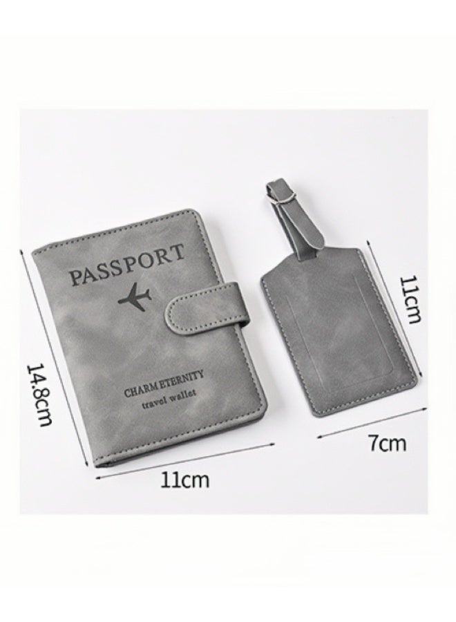 2-piece set of dark green passport cover protective cover and luggage tag, PU leather magnetic buckle passport bag PFID anti magnetic multi card passport book multifunctional passport bag, suitable for male and female travel accessories (dark green) - Image 3