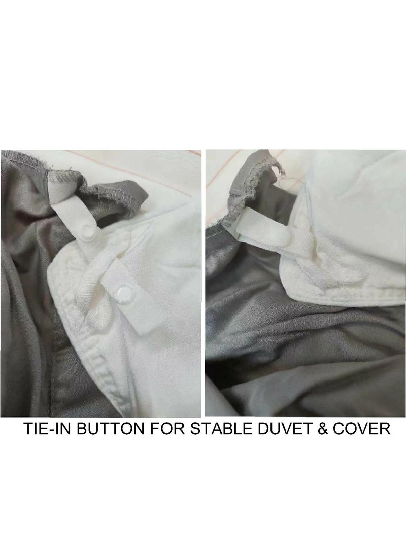 7 STARS HZM - Bamboo Duvet Cover Full Size 200x200 cm With Button Closing and Corner Ties 400TC Cool, Anti-Allergic, Soft and Silky – Silver - Image 1