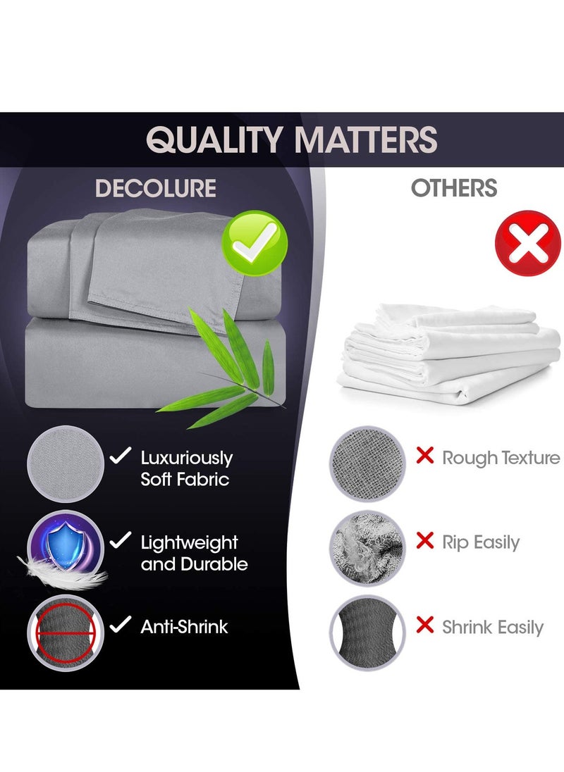 7 STARS HZM - Bamboo Duvet Cover Full Size 200x200 cm With Button Closing and Corner Ties 400TC Cool, Anti-Allergic, Soft and Silky – Silver - Image 1