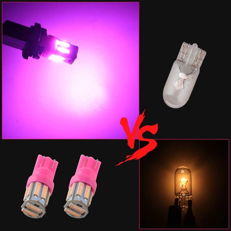 Grandview Pink T10 194 168 921 W5W LED Interior Lights Bulb Car Replacement Lights Truck License Plate Front Rear Sidemarker Light Dome Map LED Bulbs 12V DC 10-Pack - Image 3