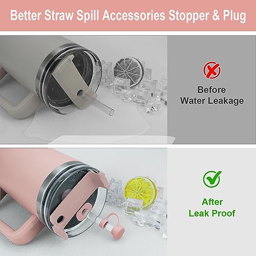 Beonsky Replacement Straw Cover Spill Stopper Accessories for Stanley Cup 40 oz 30 oz Quencher, Tumbler Accessories of 6 Clear Straw with Cleaning Brush, 2 Silicone Cover Cap, 4 Leak Sproof Plug for Stanley - Image 4