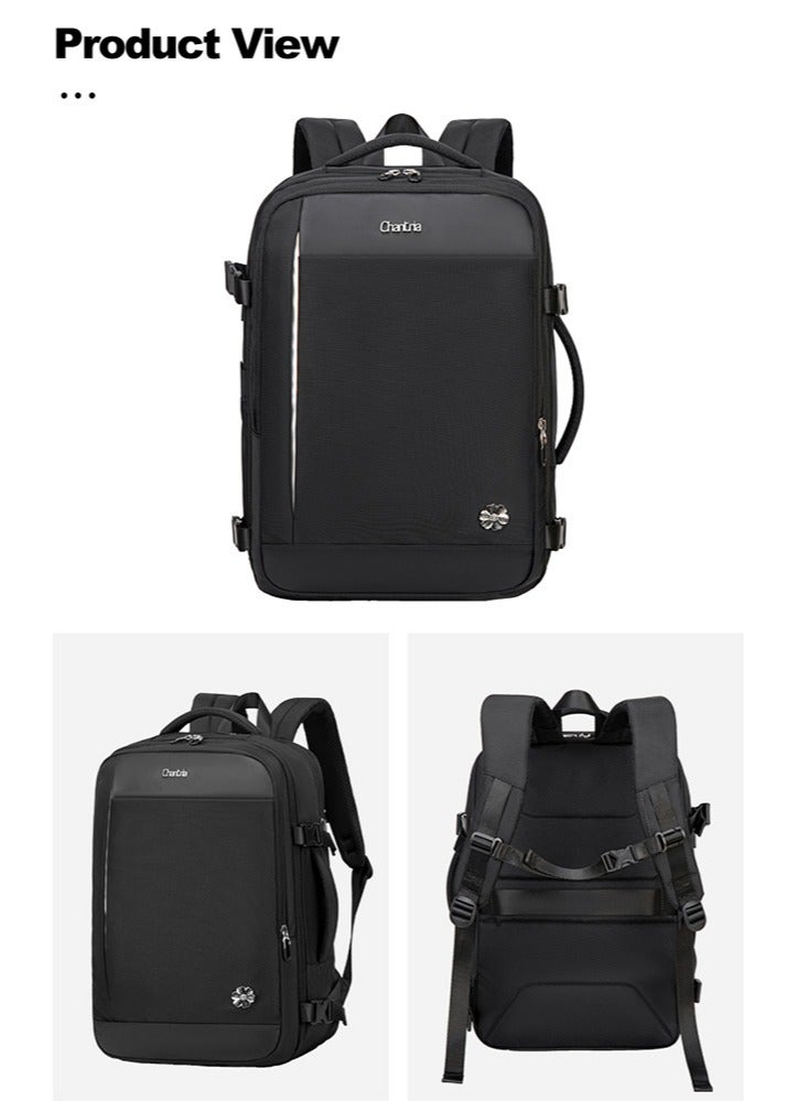 شانتريا حقيبة ظهر عمل نسائية قابلة للتمديد، حقيبة ظهر كبيرة للعمل المدرسي مع حجرة للكمبيوتر المحمول والكمبيوتر اللوحي للنساء، باللون الأسود - Image 4