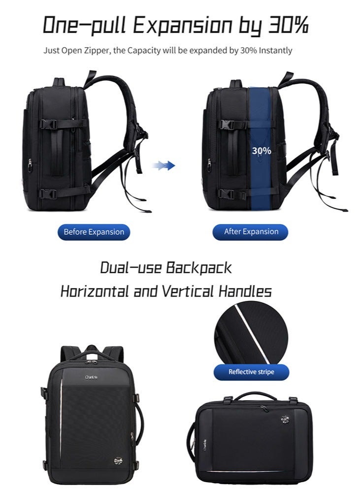 شانتريا حقيبة ظهر عمل نسائية قابلة للتمديد، حقيبة ظهر كبيرة للعمل المدرسي مع حجرة للكمبيوتر المحمول والكمبيوتر اللوحي للنساء، باللون الأسود - Image 5