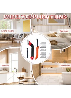 HY Grout Scraping Rake Tool Tile Grout Saw Grout Removal Tool Tile Grout Hand Saw Angled Grout Clean Remover with 7 Pcs Blades Replacement for Tile Cleaning Removing Paint  - Image 5