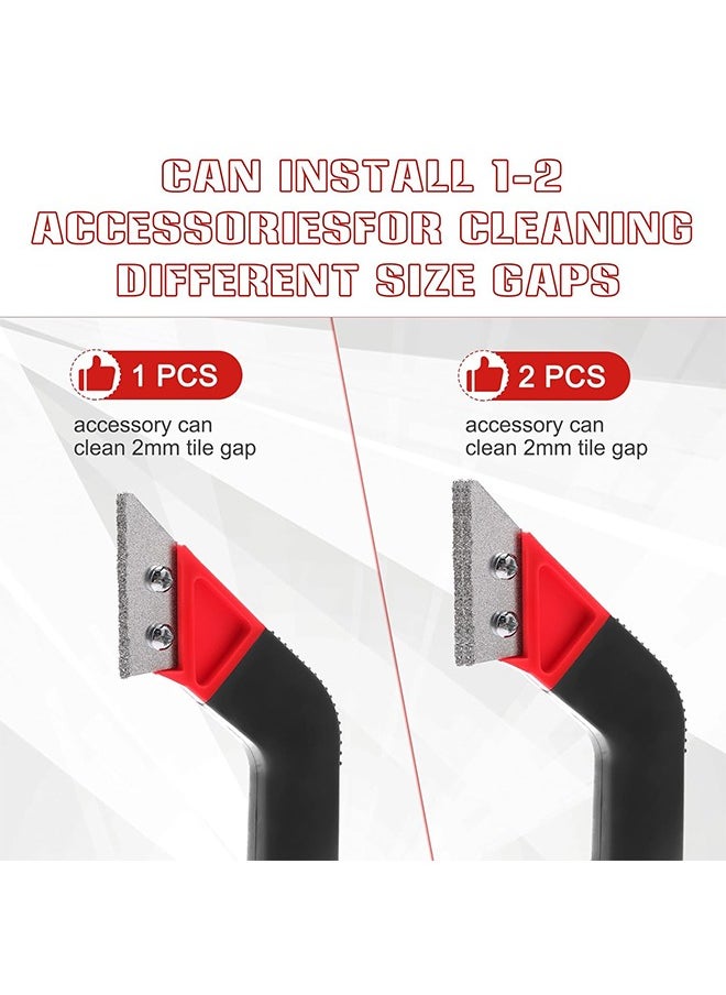 HY - Grout Scraping Rake Tool Tile Grout Saw Grout Removal Tool Tile Grout Hand Saw Angled Grout Clean Remover with 7 Pcs Blades Replacement for Tile Cleaning Removing Paint - Image 1