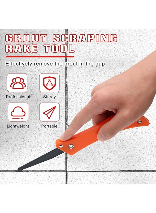 HY - Grout Scraping Rake Tool Tile Grout Saw Grout Removal Tool Tile Grout Hand Saw Angled Grout Clean Remover with 7 Pcs Blades Replacement for Tile Cleaning Removing Paint - Image 1
