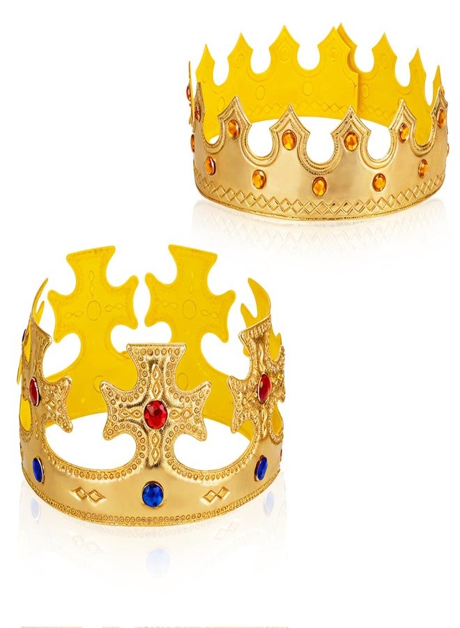 Yuomeaz 2Pcs Golden Prince Crown, 22inch King Crowns, Adjustable Prince Crown Headwear for Birthday Party, Dress-Up Prop - Image 1
