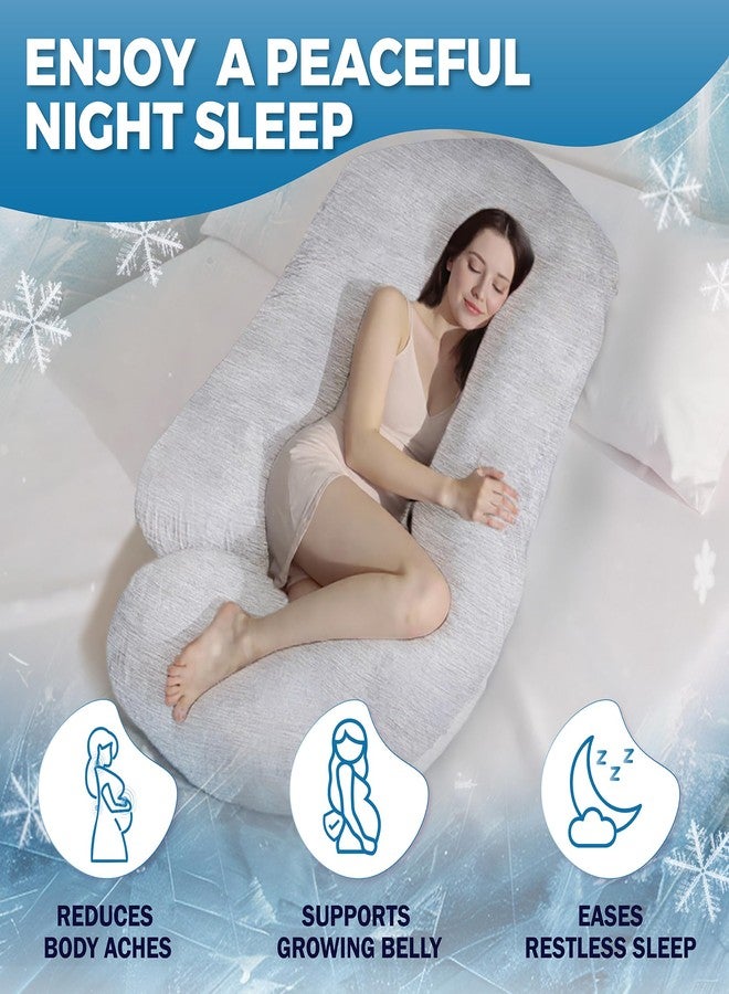 PILLANI Cooling Pregnancy Pillows for Sleeping - 57-Inch Maternity Pillow for Pregnant Women with Removable Washable Cover - Support for Back, Belly, Neck, Legs, & Hips - V C U Shaped Full Body Pillow - Image 2
