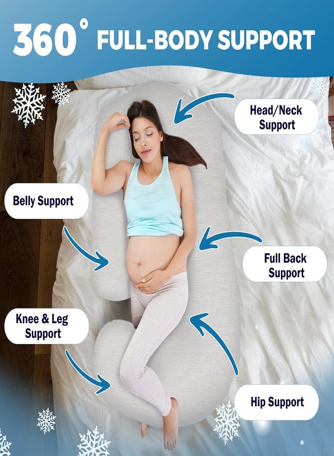 PILLANI Cooling Pregnancy Pillows for Sleeping - 57-Inch Maternity Pillow for Pregnant Women with Removable Washable Cover - Support for Back, Belly, Neck, Legs, & Hips - V C U Shaped Full Body Pillow - Image 3